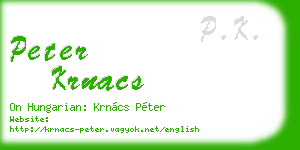 peter krnacs business card