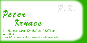 peter krnacs business card